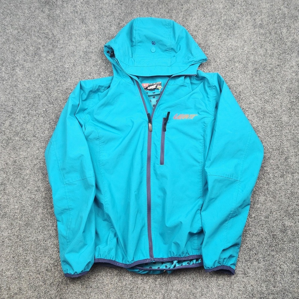 Leatt DBX 2.0 Jacket Womens Large Hooded Full Zip Cycling Wind Shell Blue MTB